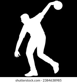 bowling ball player silhouette logo design