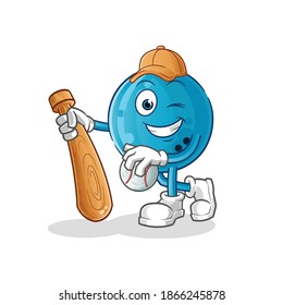 bowling ball playing baseball mascot. cartoon vector