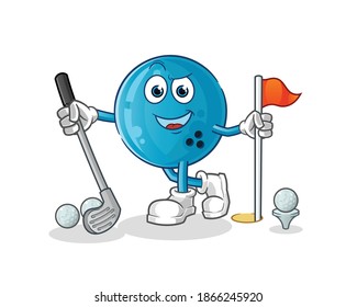 bowling ball playing golf vector. cartoon character