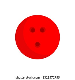 Bowling ball red activity recreation sphere flat vector icon game. Fun sport bowl equipment club challenge element