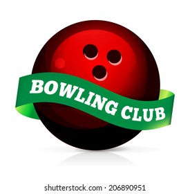 Bowling ball with ribbon vector illlustration on white