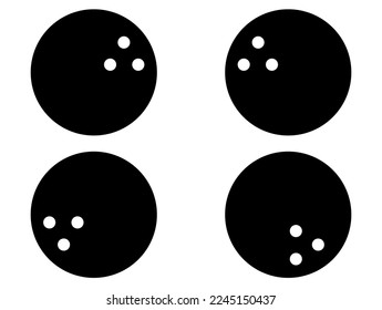 Bowling ball. Set of black balls with holes for bowling isolated on white background