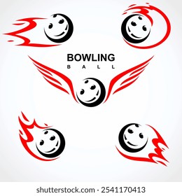 Bowling ball set. Collection icons bowling. Vector