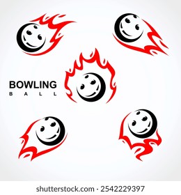 Bowling ball set. Collection icons bowling. Vector