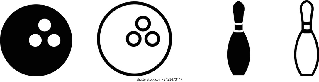 Bowling Ball set crashing into the pins on bowling alley line. vector of bowling strike. Vector Template for poster of Sport competition or Tournament. Bowling strike icon on transparent background.