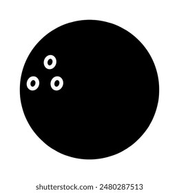Bowling ball set icon. Red ball, three finger holes, sports equipment, game, competition, recreation, indoor activity, strike, athletic.