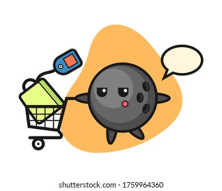 Bowling ball with a shopping cart