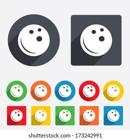 Bowling ball sign icon. Bowl symbol. Circles and rounded squares 12 buttons. Vector