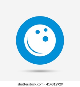 Bowling ball sign icon. Bowl symbol. Blue circle button with icon. Vector