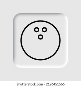 Bowling ball simple icon. Flat desing. Neumorphism design.ai