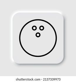 Bowling ball simple icon. Flat desing. Neumorphism design.ai