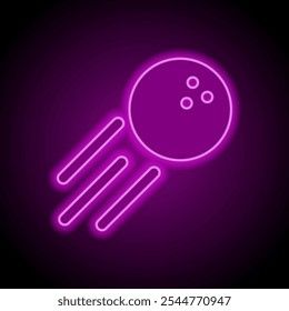 Bowling ball simple icon. Flat design. Purple neon on black background.ai