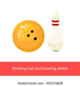 Bowling ball. Bowling skittle. Vector elements of bowling isolated on white background.
