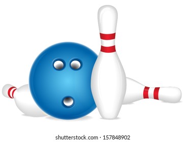 bowling ball and skittles