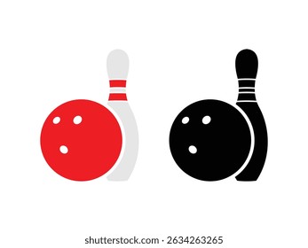 Bowling ball and skittles design, vector, isolated on transparent background