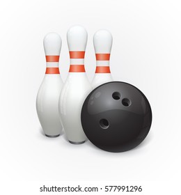  Bowling ball and skittles. Vector illustration