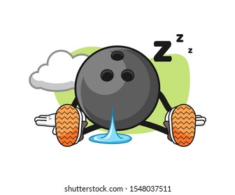 Bowling ball sleep cartoon. Mascot Character vector.
