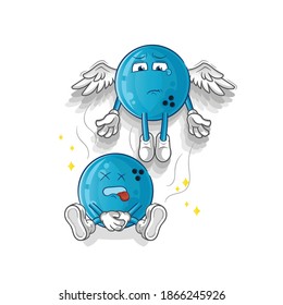 bowling ball spirit leaves the body mascot. cartoon vector