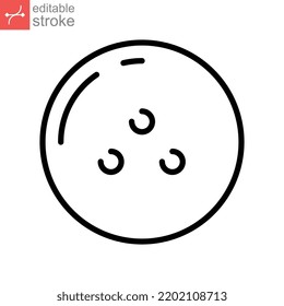 Bowling ball sport icon. Silhouette round ball for Tournament game symbol. Line style pictogram. Editable stroke. Vector illustration. Design on white background. EPS 10
