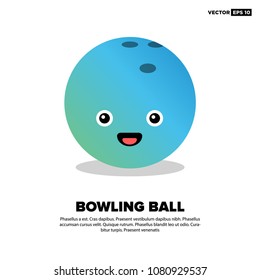 Bowling Ball Sport Vector Illustration with Smiley Face