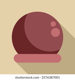 Bowling ball standing on a support, ready for the next roll 