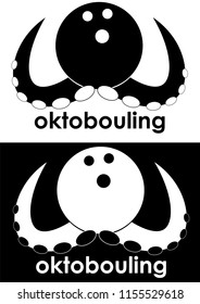 Bowling ball, stylized for octopus octobouling minimalistic logo