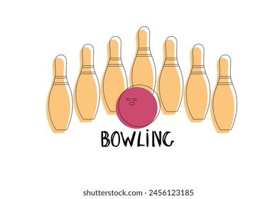 Bowling Ball Surrounded by Pins