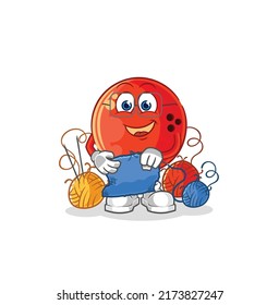 the bowling ball tailor mascot. cartoon vector