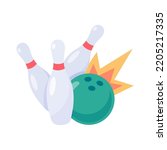 A bowling ball that rolls to hit the pin.