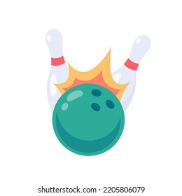 A bowling ball that rolls to hit the pin.