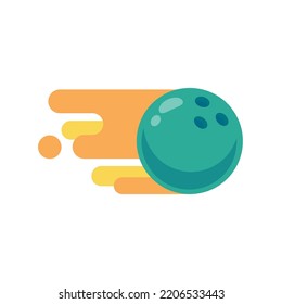 A bowling ball that rolls to hit the pin.