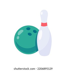 Ein Bowlingball, der rollt, um den Stift zu treffen.