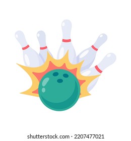 A bowling ball that rolls to hit the pin.