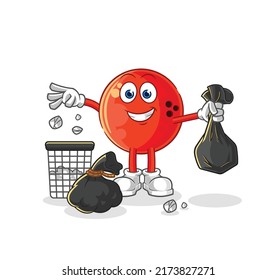 the bowling ball Throw garbage mascot. cartoon vector