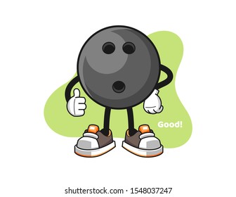 Bowling ball thumbs up cartoon. Mascot Character vector.