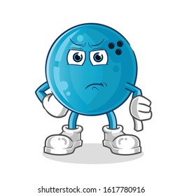 bowling ball thumbs down angry cartoon. cartoon mascot vector