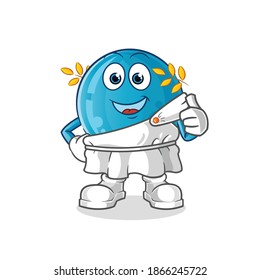 bowling ball with traditional greek clothing cartoon. cartoon mascot vector