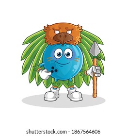 bowling ball tribal man mascot. cartoon vector