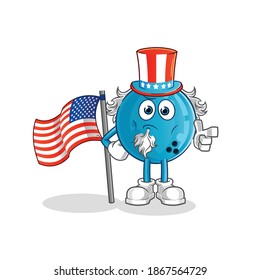 bowling ball uncle sam character. cartoon mascot vector