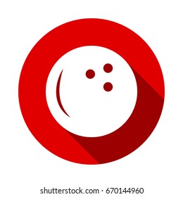 bowling ball vector icon isolated on red background with long shadow. flat icon