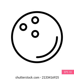 Bowling ball vector icon in line style design for website design, app, UI, isolated on white background. Editable stroke. EPS 10 vector illustration.