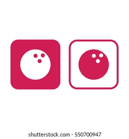 Bowling ball vector icon. Pink and white