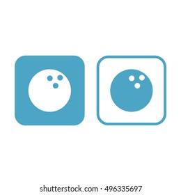 Bowling ball vector icon. White and blue
