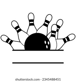 Bowling Ball Vector With Split Pins To Insert Your Text