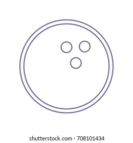 Bowling ball. Vector. Violet linear icon on white background. Isolated.