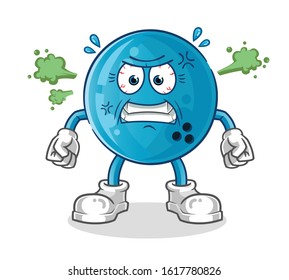 bowling ball very angry cartoon. cartoon mascot vector