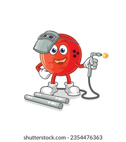 the bowling ball welder mascot. cartoon vector