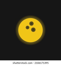 Bowling Ball yellow glowing neon icon