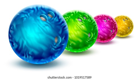 Bowling balls isolated with color marble texture.