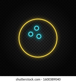 Bowling, baloun neon icon. Blue and yellow neon vector icon.